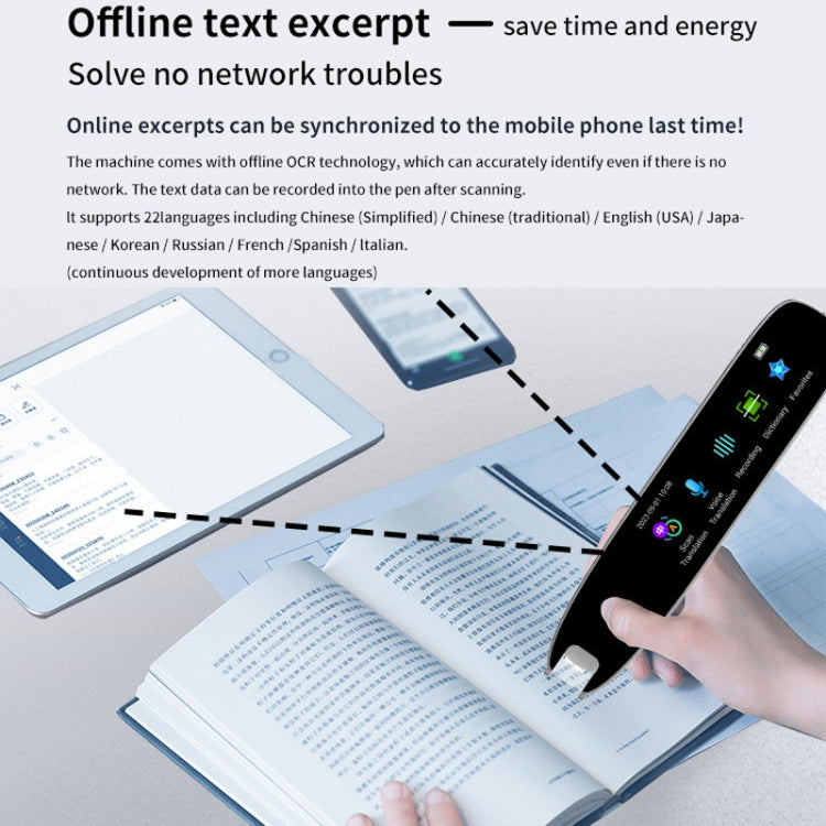 International Version Multi-language Scanning Offline Intelligent Simultaneous Translation Pen(White)
