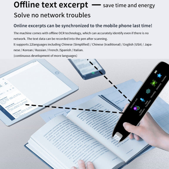 International Version Multi-language Scanning Offline Intelligent Simultaneous Translation Pen(White)