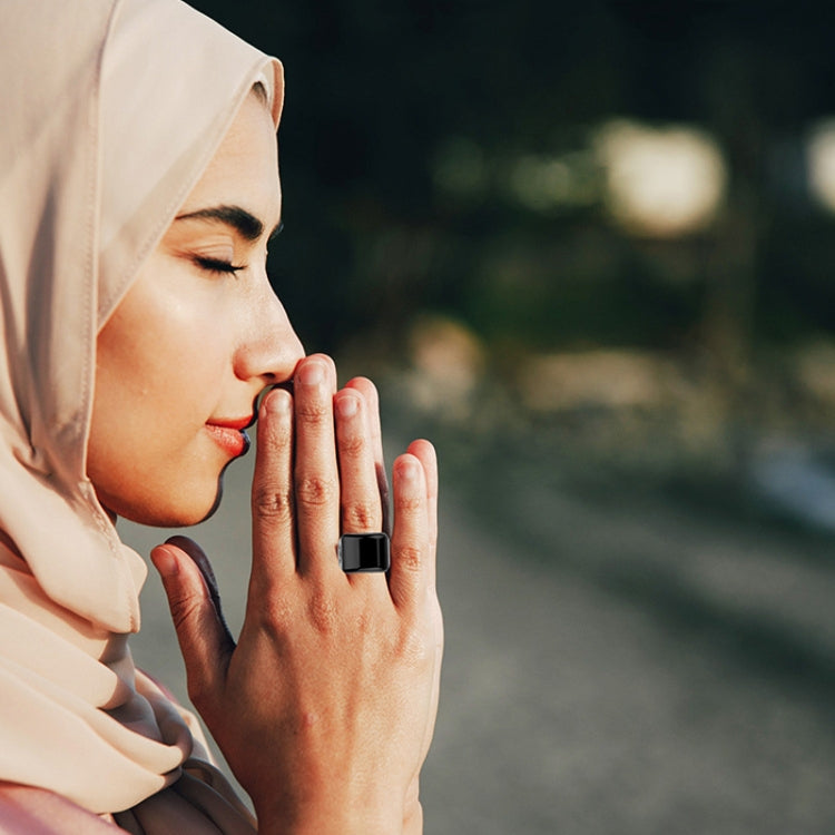Equantu Smart Bluetooth Finger Counter Muslim Prayer Time Reminder Ring, Style: Silver 22mm