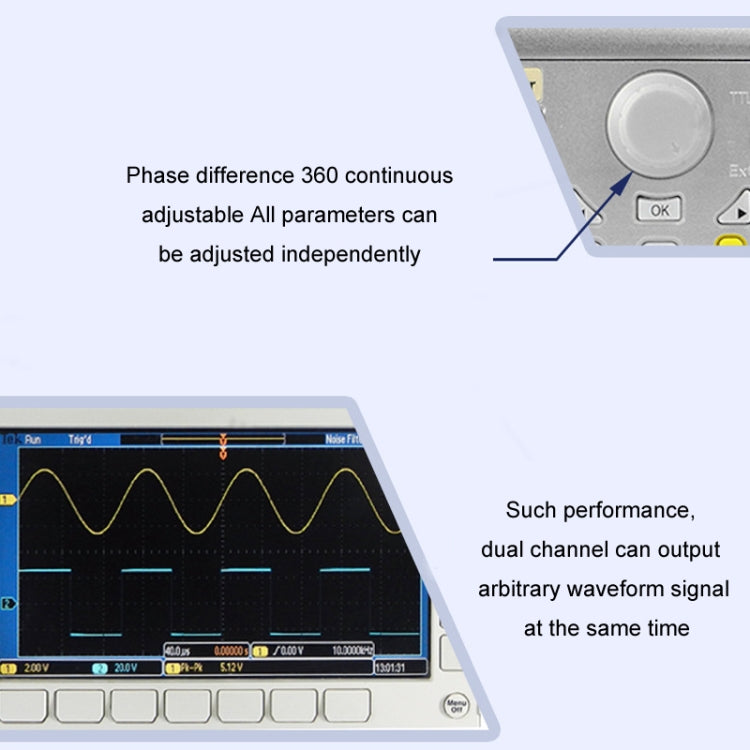 JUNTEK Programmable Dual-Channel DDS Function Arbitrary Waveform Signal Generator, Frequency: 15MHz(EU Plug)
