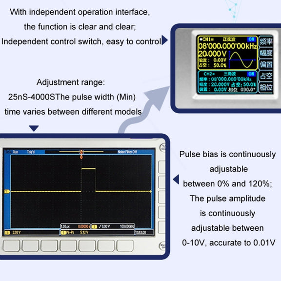 JUNTEK Programmable Dual-Channel DDS Function Arbitrary Waveform Signal Generator, Frequency: 15MHz(EU Plug)