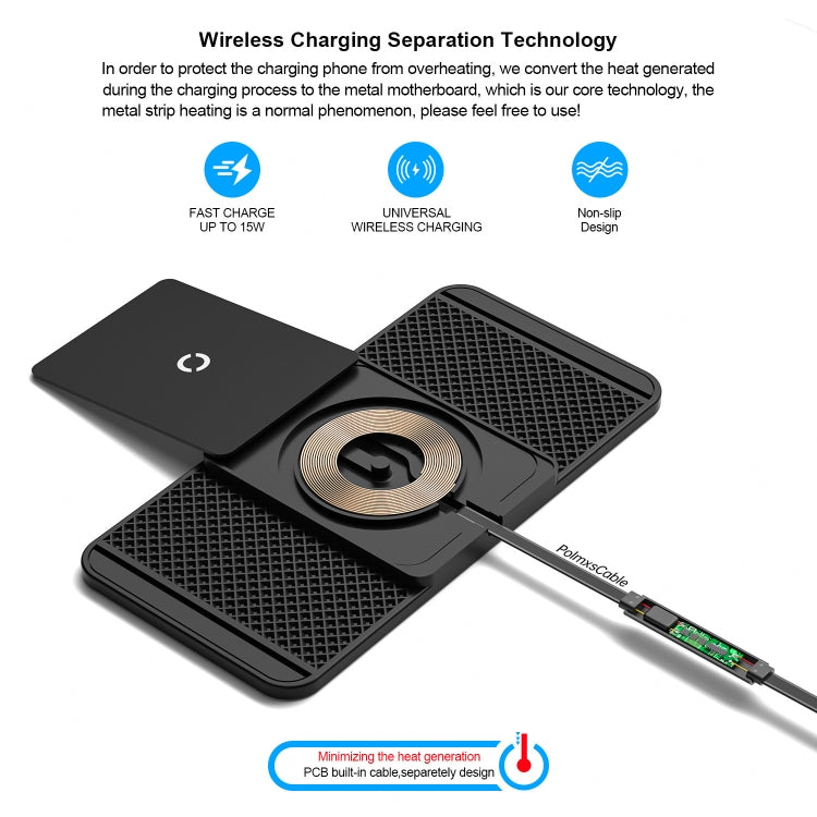 Avoid Camera Universal Car Wireless Charger Anti-slip Mat(TYPEC Interface 0.3m)