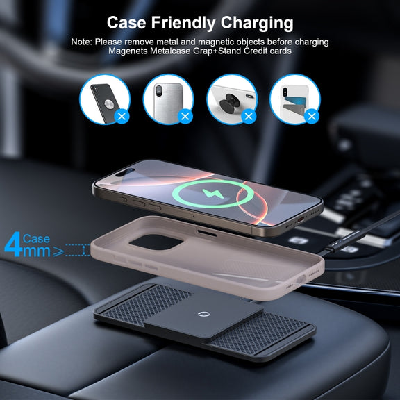 Avoid Camera Universal Car Wireless Charger Anti-slip Mat(TYPEC Interface 1m)