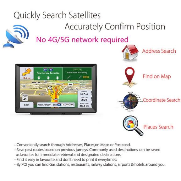 9 Inch 8G/256M Car GPS Navigator With Large Screen Capacitive Bluetooth Map, Area: Africa Map