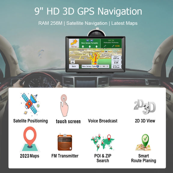 9 Inch 8G/256M Car GPS Navigator With Large Screen Capacitive Bluetooth Map, Area: Southeast Asia Map