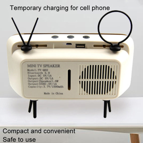 Retro Small TV Desktop Cell Phone Holder With Bluetooth Speaker Player(Brown)