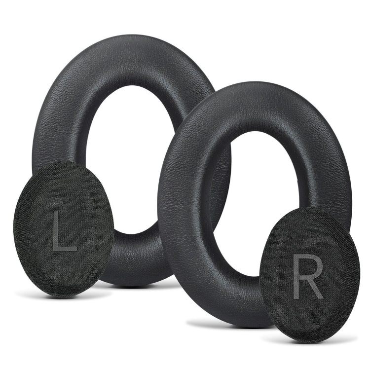 For BOSE QC45 1pair Headphone Sponge Earmuff Leather Cover(Black)
