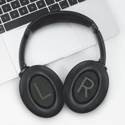 For BOSE QC45 1pair Headphone Sponge Earmuff Leather Cover(Black)