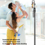 2m Metal Tripod Selfie Stick With 4 Expansion Interfaces & D07 Fill Light for Phone Camera