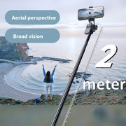 2m Metal Tripod Selfie Stick With 4 Expansion Interfaces & D07 Fill Light for Phone Camera