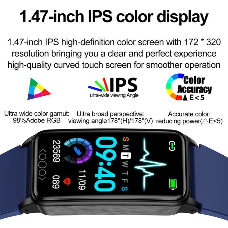 Uric Acid Blood Lipid Noninvasive Blood Sugar Heart Rate Oxygen Temperature Monitoring Smart Healthy Sports Bracelet(Blue)