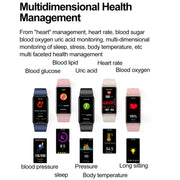 Uric Acid Blood Lipid Noninvasive Blood Sugar Heart Rate Oxygen Temperature Monitoring Smart Healthy Sports Bracelet(Blue)