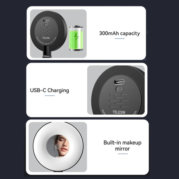 TELESIN Magnetic Selfie Light Rechargeable Foldable Fill Light For Mobile Phone