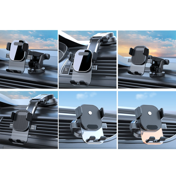 Car Suction Cup Dashboard Automatic Lock Mobile Phone Holder, Style: Brushed Waterfall Base