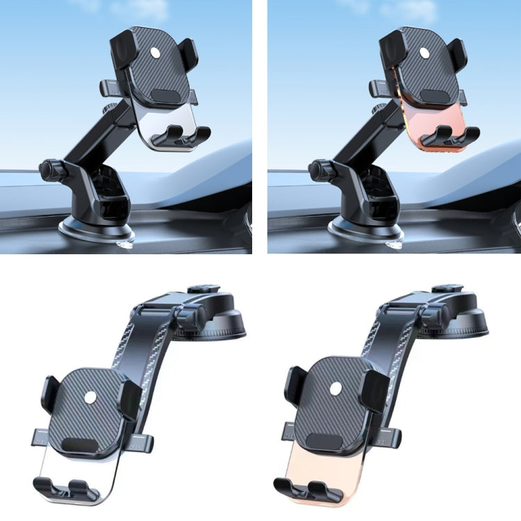 Car Suction Cup Dashboard Automatic Lock Mobile Phone Holder, Style: Orange Telescopic