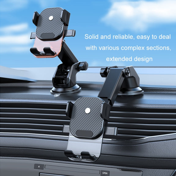 Car Suction Cup Dashboard Automatic Lock Mobile Phone Holder, Style: Brushed Waterfall Base