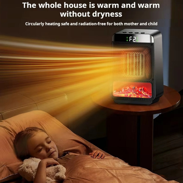 E03 Desktop PTC Heater Dynamic Flame Light Warmer US Plug