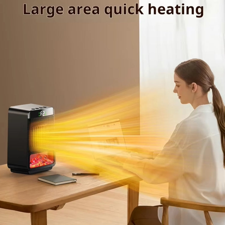 E03 Desktop PTC Heater Dynamic Flame Light Warmer US Plug