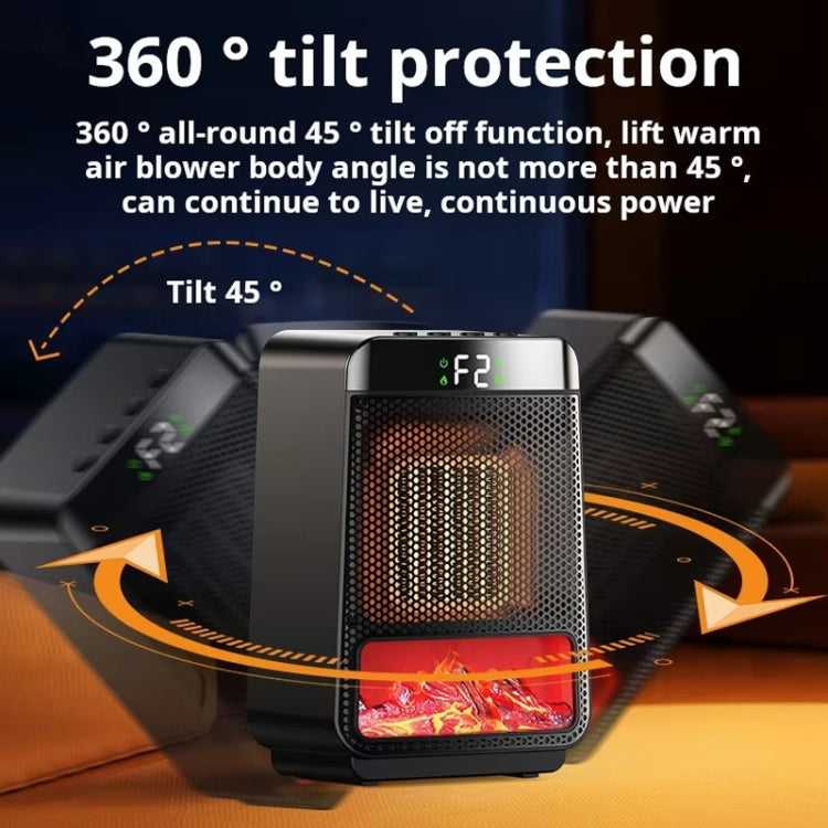 E03 Desktop PTC Heater Dynamic Flame Light Warmer UK Plug