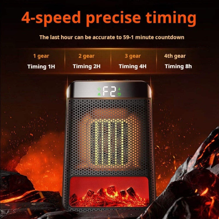E03 Desktop PTC Heater Dynamic Flame Light Warmer US Plug