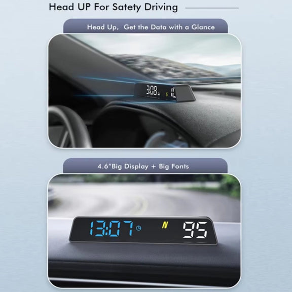 Head-up Display USB Powered High-definition Vehicle Code Altitude Meter(Blue White)