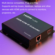 200m HDMI KVM IP Network Cable Extender H.264 Mouse Keyboard Extender US Plug(Black)