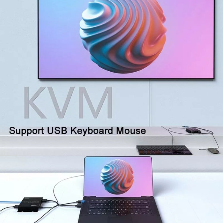 200m HDMI KVM IP Network Cable Extender H.264 Mouse Keyboard Extender EU Plug(Black)