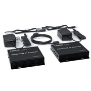 200m HDMI KVM IP Network Cable Extender H.264 Mouse Keyboard Extender US Plug(Black)