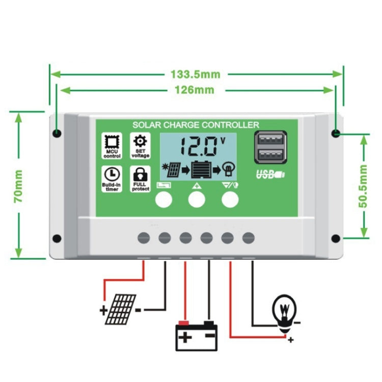 60A 12V PWM Solar Cell Panel Charger Controller Lithium-ion Lead-acid Battery Solar Controller