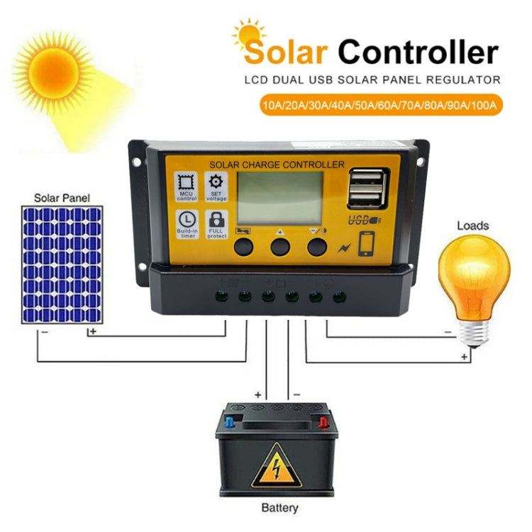 10A 12V/24V Simple Solar Controller Light Time Control Solar Panel Regulator Controller With USB