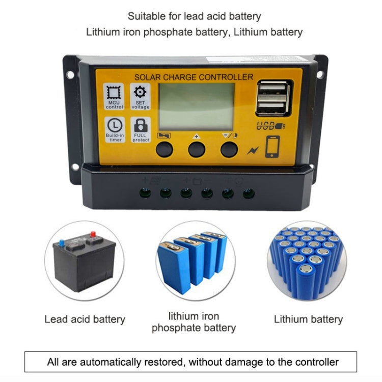 10A 12V/24V Simple Solar Controller Light Time Control Solar Panel Regulator Controller With USB