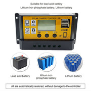 10A 12V/24V Simple Solar Controller Light Time Control Solar Panel Regulator Controller With USB