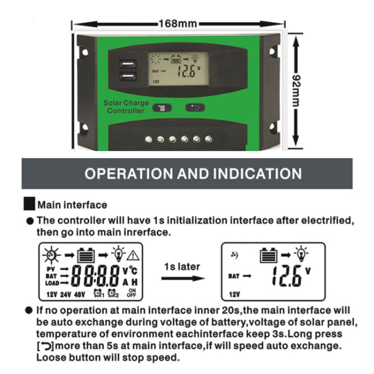 10A 12V/24V Solar Charge And Discharge Controller Dual USB Port LCD Solar Cells Panel Charge Regulator