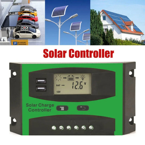 20A 12V/24V Solar Charge And Discharge Controller Dual USB Port LCD Solar Cells Panel Charge Regulator