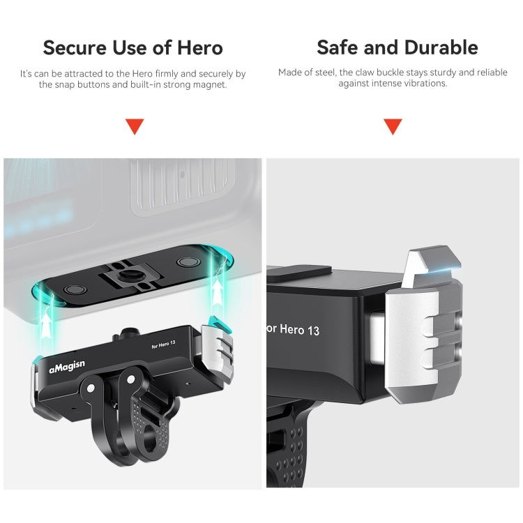 For GoPro HERO13 Black aMagisn Metal Magnetic Quick Release Base Dual Interface Adapter