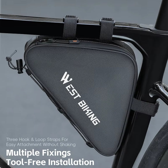 WEST BIKING Bicycle Crossbar Triangle Bag Cycling Equipment Tool Bag(Black)