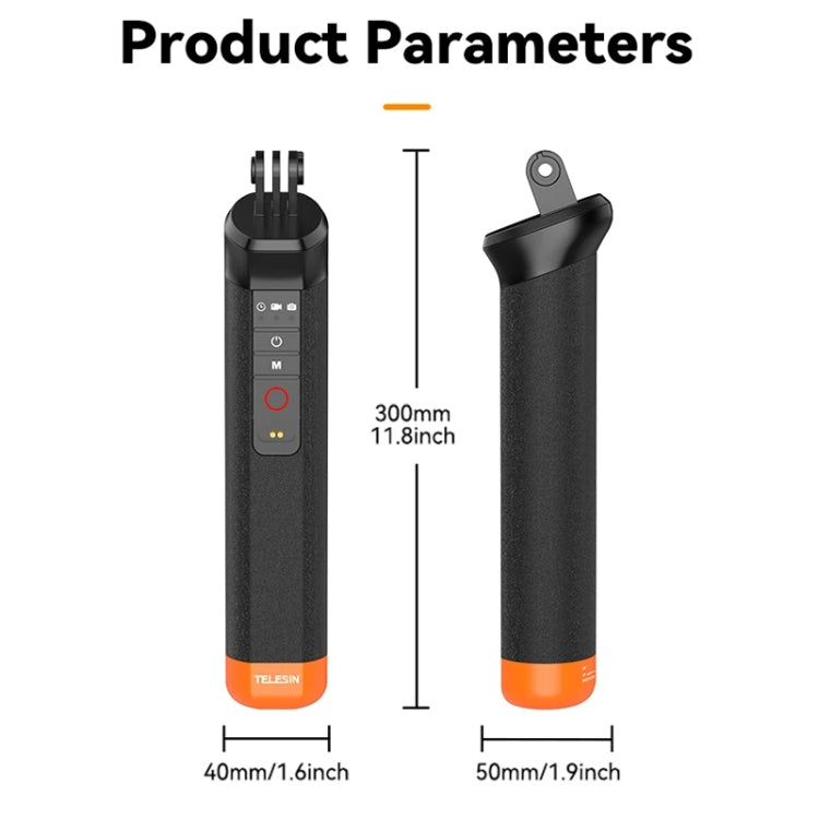 TELESIN Bluetooth Buoyancy Bar 15m Water-resistant Depth  For GoPro HERO13 / 12 / 11 / 10 / 9 / 8 Black