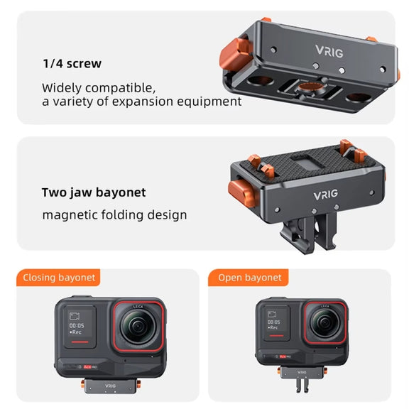 VRIG Magnetic Quick Release Adapter for Action Camera , Spec: Base+Top Cover Kit