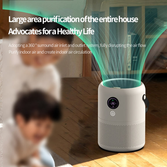 HX830 Smart Digital Display UV Ultraviolet Sterilization Desktop Negative Ion Air Purifier(White)