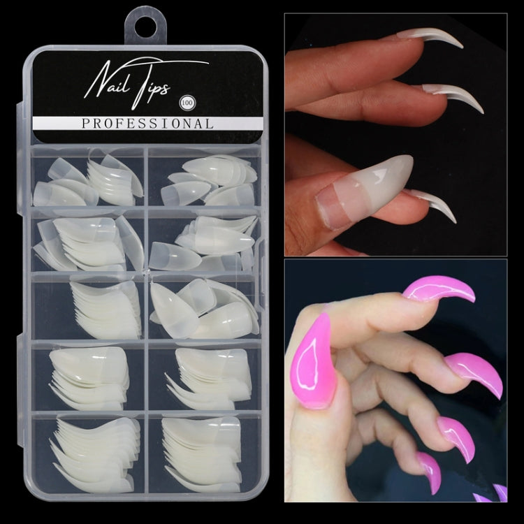 100pcs /Box Stiletto Nail Tips Halloween Style Stiletto False Eagle Claw Art Nails(Natural)