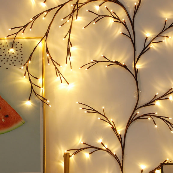 2.3m 144 LEDs Branch Rattan String Lights Wedding Home Decor Garland Lamps, Style: USB Always-on(Warm White)