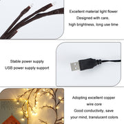 2.3m 144 LEDs Branch Rattan String Lights Wedding Home Decor Garland Lamps, Style: USB Always-on(Warm White)