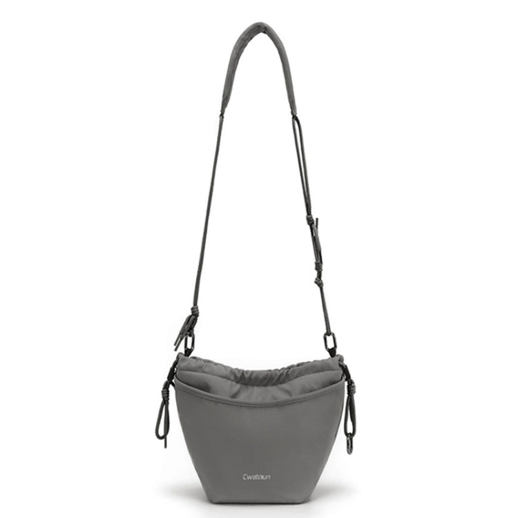 Cwatcun D159 Cloud Drawstring Camera Bag Shoulder Crossbody Photo Bag(Gray)