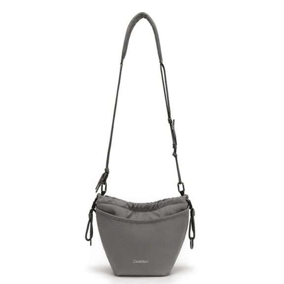 Cwatcun D159 Cloud Drawstring Camera Bag Shoulder Crossbody Photo Bag(Gray)