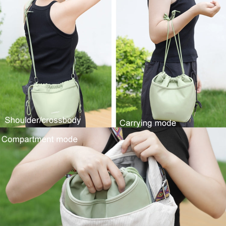 Cwatcun D159 Cloud Drawstring Camera Bag Shoulder Crossbody Photo Bag(Gray)