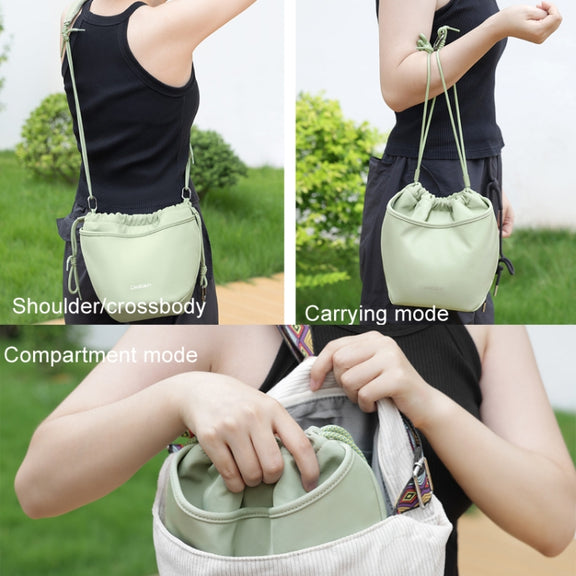 Cwatcun D159 Cloud Drawstring Camera Bag Shoulder Crossbody Photo Bag(Gray)