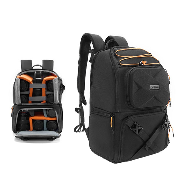 Cwatcun D132 DSLR Camera Backpack Hard-shell Crashproof Water-resistant Decompression Shoulder Photo Bag, Color: 1st Generation Large Black