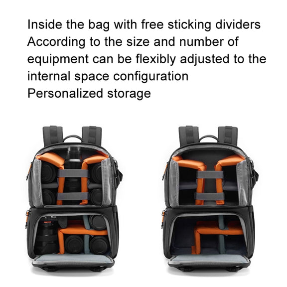 Cwatcun D132 DSLR Camera Backpack Hard-shell Crashproof Water-resistant Decompression Shoulder Photo Bag, Color: 2nd Generation Large Black