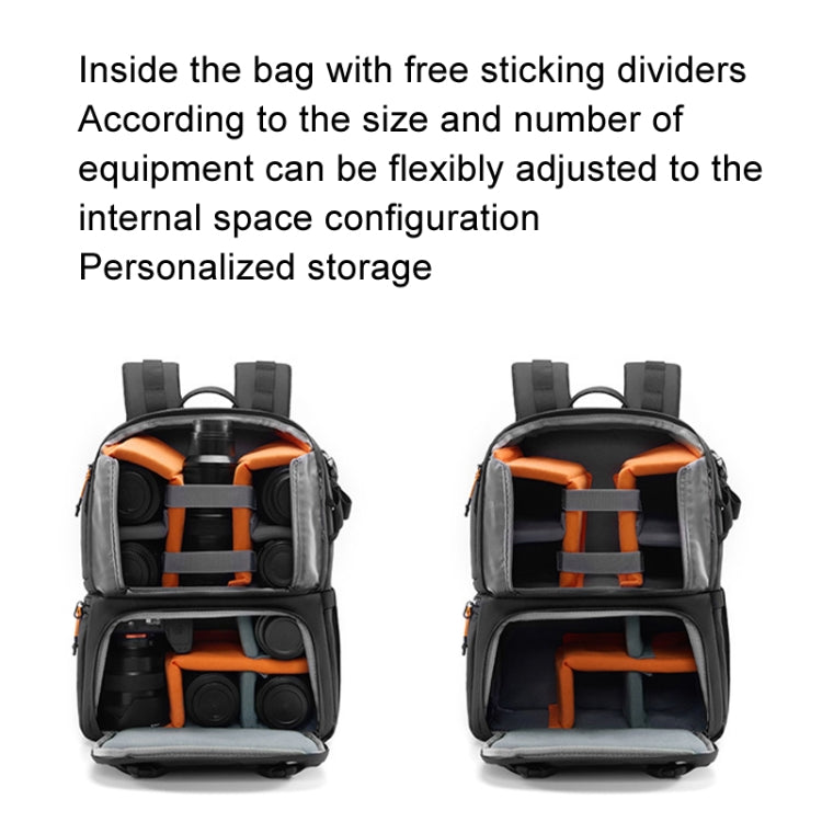 Cwatcun D132 DSLR Camera Backpack Hard-shell Crashproof Water-resistant Decompression Shoulder Photo Bag, Color: 2nd Generation Large Black