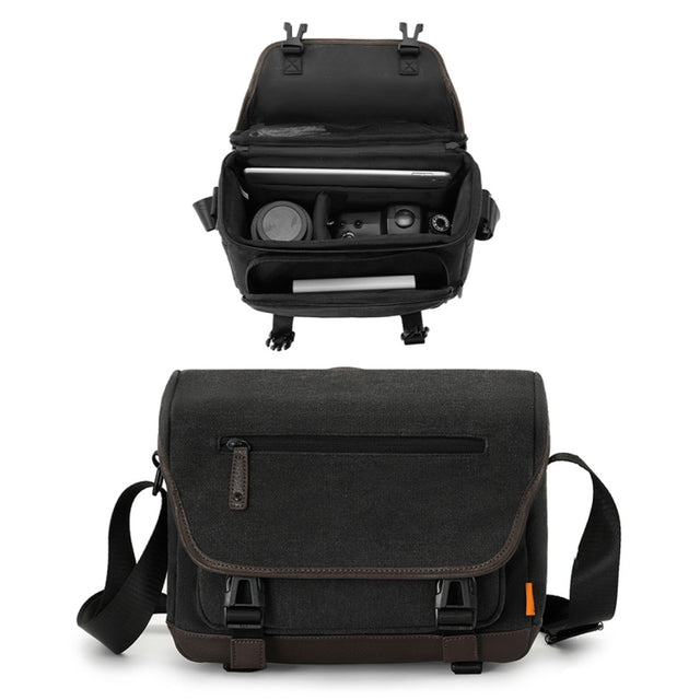 Cwatcun D142 Vintage Camera Bag Shoulder Messenger Bag Camera Digital Storage Bag, Color: Small Black